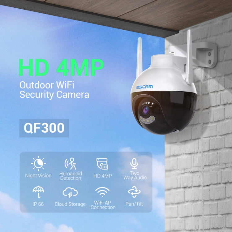 ESCAM QF300 3MP Smart WiFi IP Camera Support AI Humanoid Detection/Auto Tracking/Cloud Storage/Two-way Voice Night Vision, US Plug, UK Plug, AU Plug, EU Plug ESCAM QF300 3MP Smart WiFi IP Camera Support AI Humanoid Detection/Auto Tracking/Cloud Storage/Two-way Voice Night Vision, US Plug, UK Plug, AU Plug, EU Plug